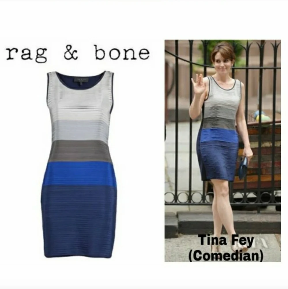 rag & bone Deep Blue Layered Mini Dress Medium - Picture 15 of 16